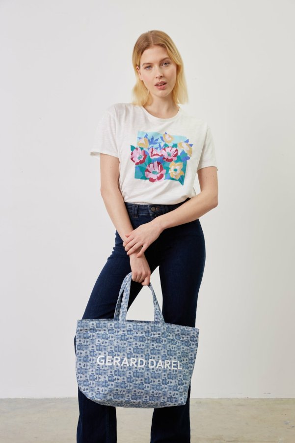 Vêtements Gerard Darel  | T-Shirt Imprimé En 100% Coton - Aenor Bleu Orageux